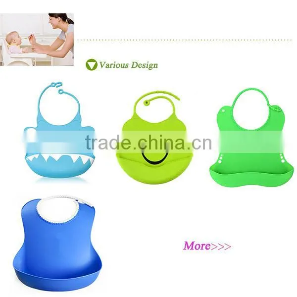 2017 latest hot sale baby product waterproof soft touch non-toxic for baby crumb catcher silicone kids bids with pocket