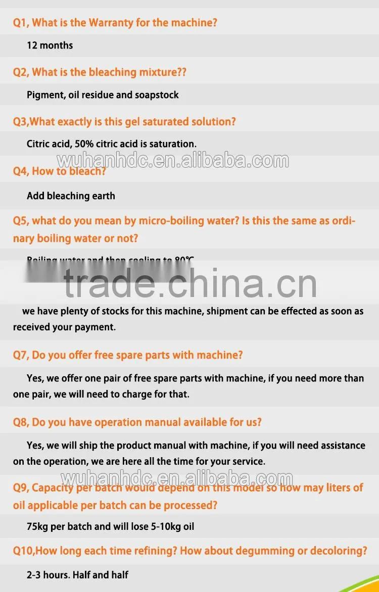 Small crude degummed rapeseed oil plant oil refining machinery