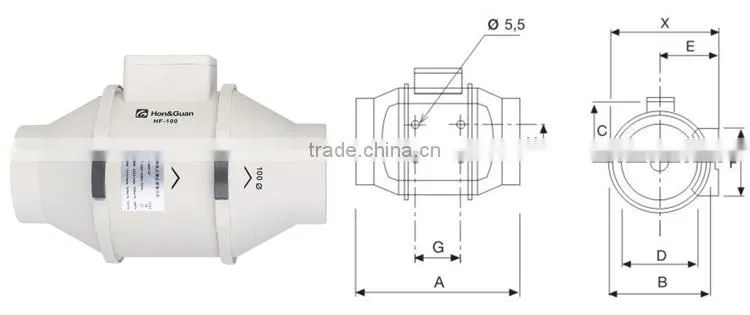 4 inch 100mm mixed inline duct fan air blower fan