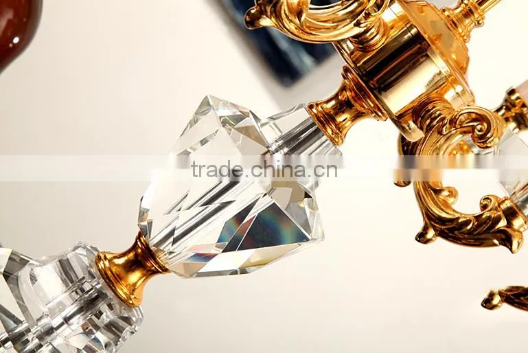 Graceful clear crystal body four candles table lamp with lampshade
