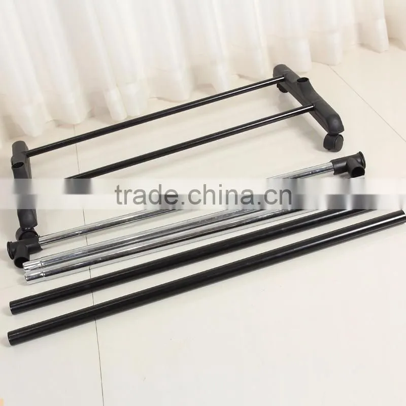 Single Garment Rack Grey Clothes Portable Hanging Rail two lockers Wheels