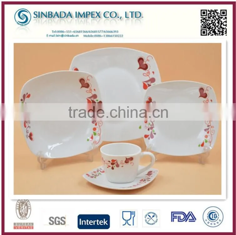 fancy ceramic porcelain square dinnerware set