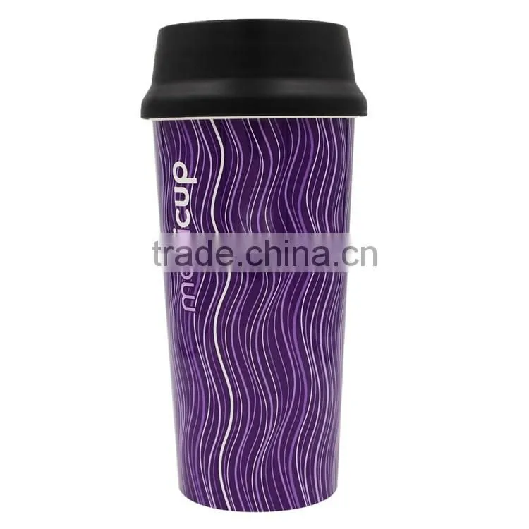 Cheap Coloful Different Types of Coffee cups with Lid, IML China Custom Plastic Tumbler