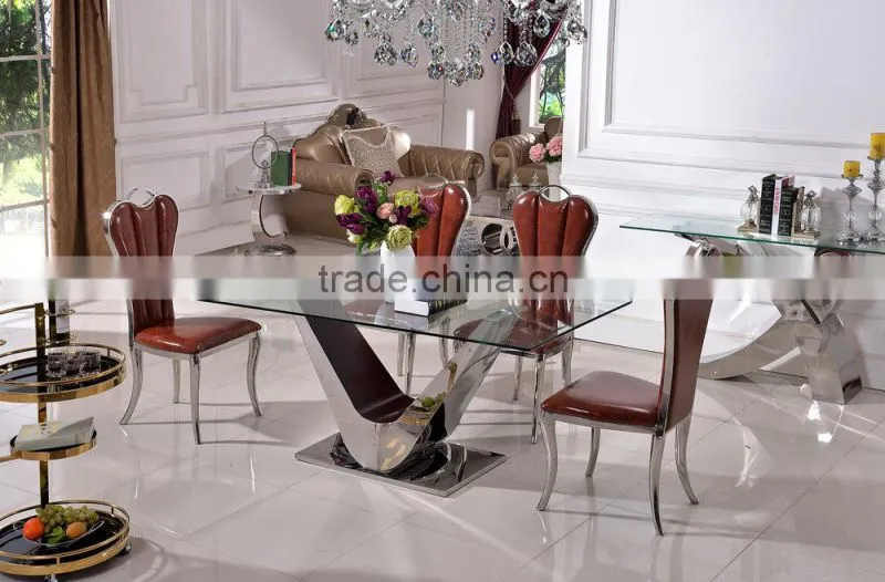 TH390 modern design stainless steel dining table and chair sets