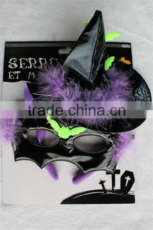 halloween sexy girl bat headband and mask with feather