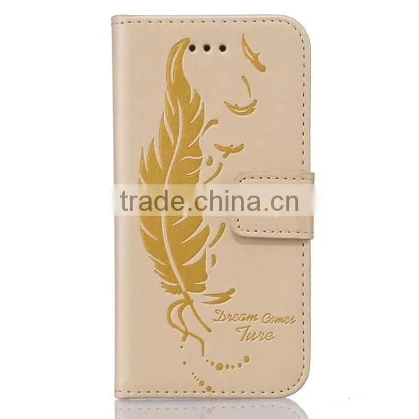 Double embossed phone case leather back cover flip phone hull for Samsung S5