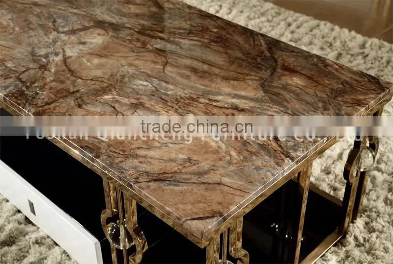 2017 rose golden stainless steel coffee table set