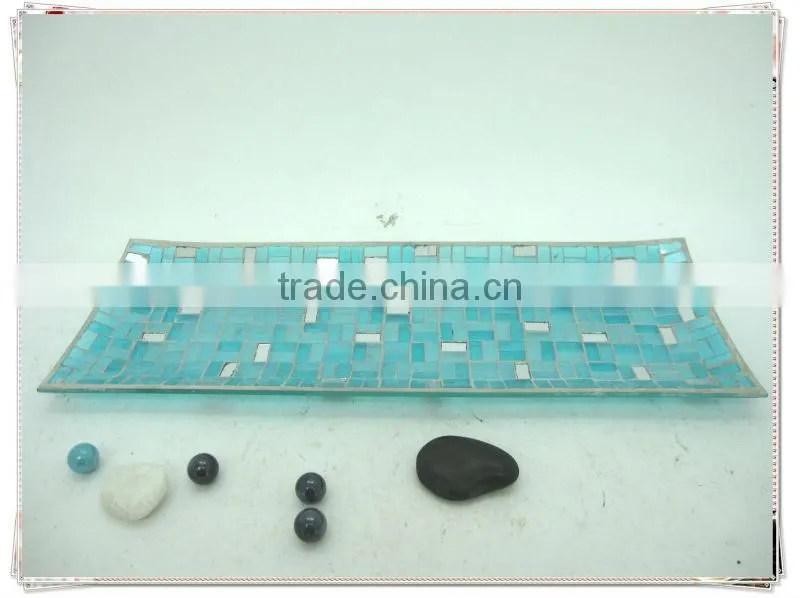 Hotel Decoration Blue Shimmering Mirrored Mosaic Fresh Art Deco Vase