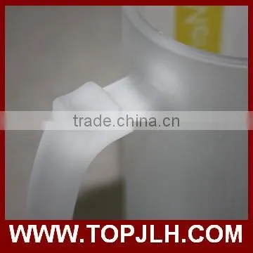 Transparent and frosted big glass beer mugs with handle