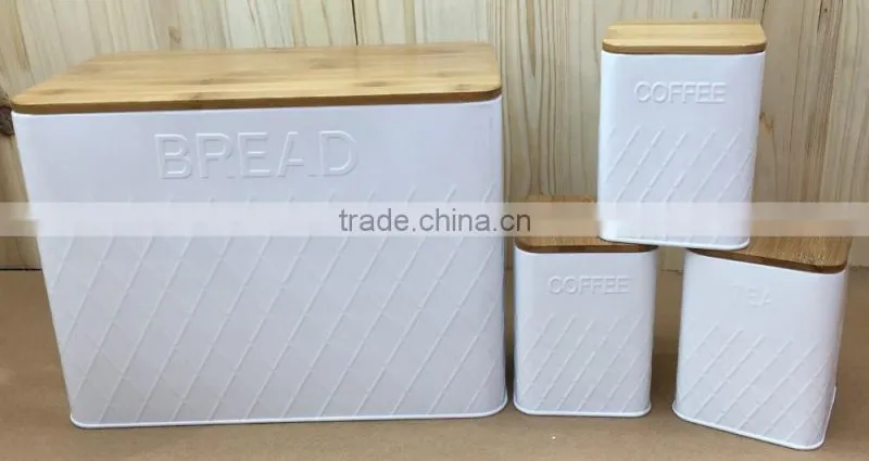 New Bread Box and Canister Set with Bamboo Lid