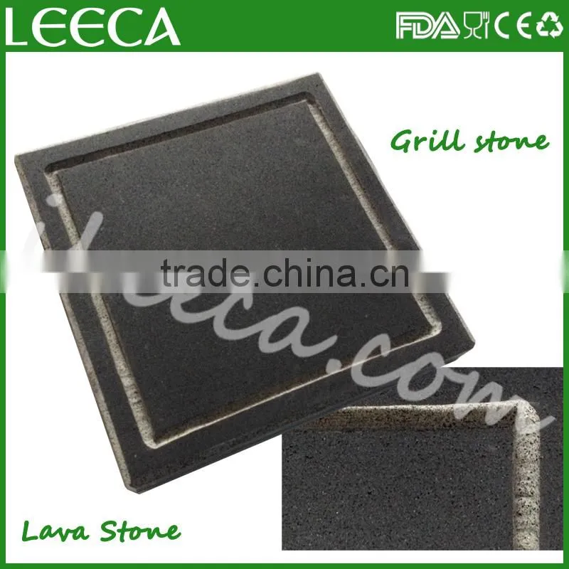 Restaurant black hot steak lava cooking stone