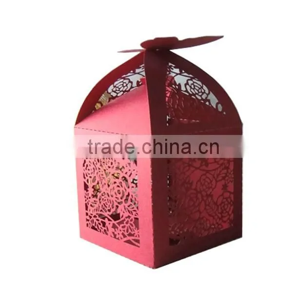 laser cut Customized foldable sweet wedding candy box romantic paper wedding box