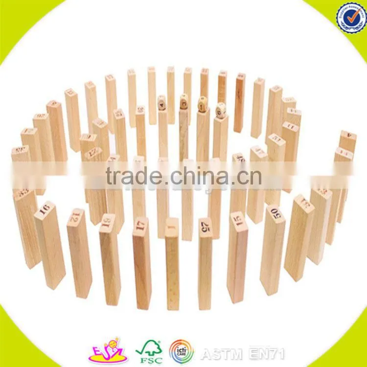 Wholesale 51 PCS educational baby stacking bricks game funny wooden stacking bricks game toy kids wooden blocks W13D149