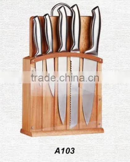 7pcs wooden kitchen knife block