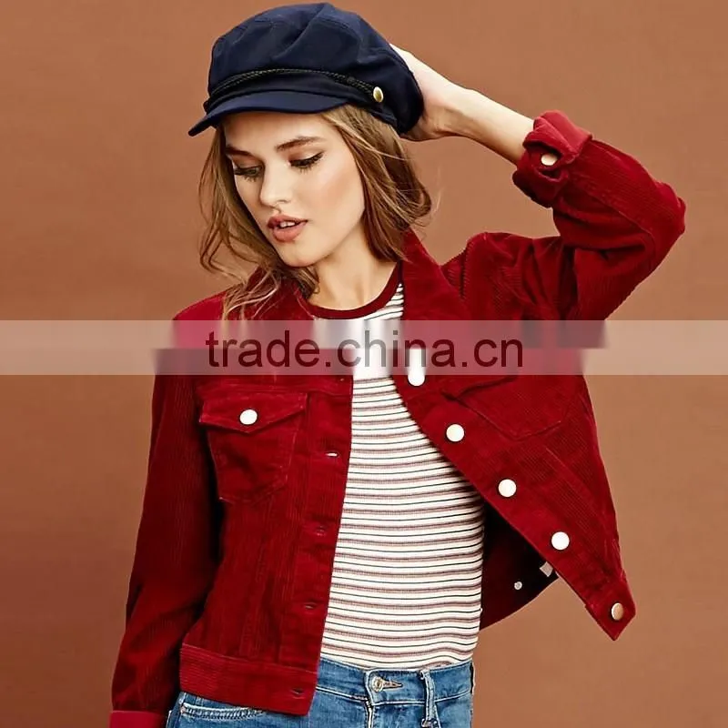 fashion woven women autumn corduroy jacket