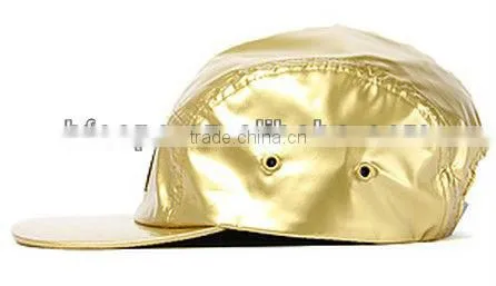 Gold water proof custom 5 panel wholesale hip hop hats