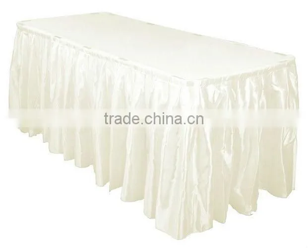 14ft accordion pleat satin table skirt white