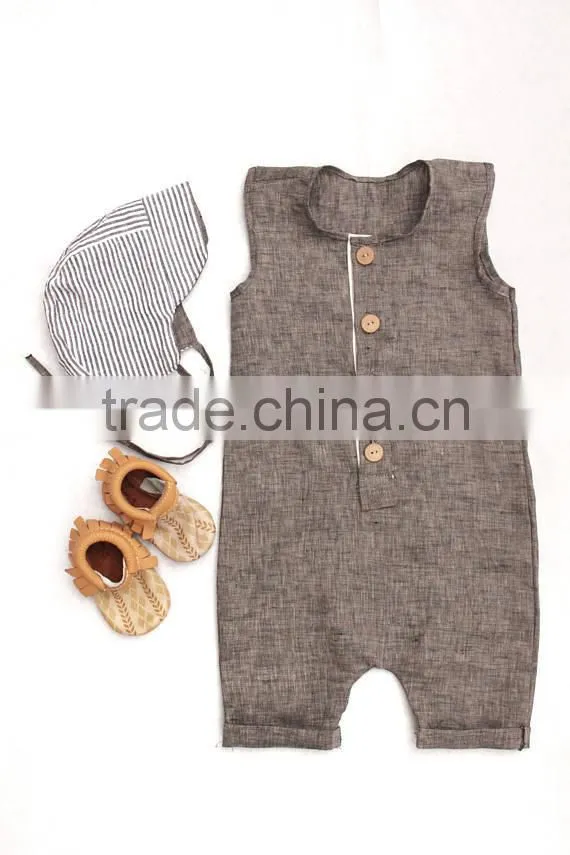 Button-up Linen Baby Boy Romper Summer Toddler Clothing Trendy Baby Clothes Modern Designs