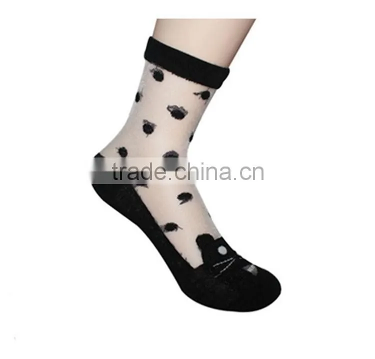 Hot sales Colorful Ultrathin Transparent Beautiful Socks Calcetines Pink Elastic Sock for Womens Crystal Lace Short Women sock