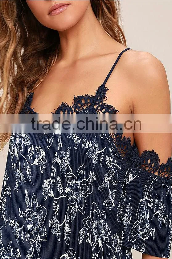 New design women dresses floral print lace top maxi hippie bohemian dress
