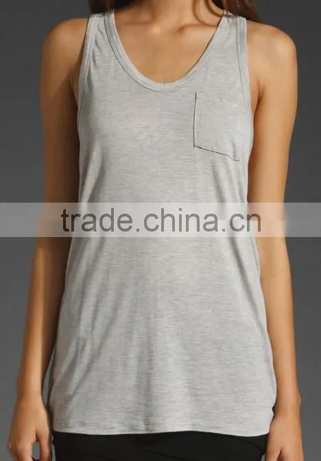 100% rayon classic pocket grey tank