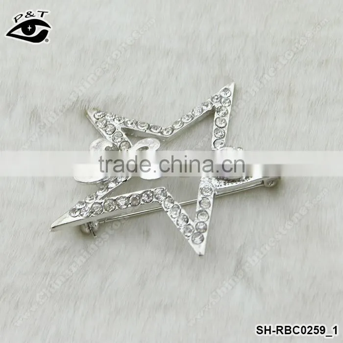Rhinestone brooch Crystal pins wholesale brooches Star shaped for wedding dresses