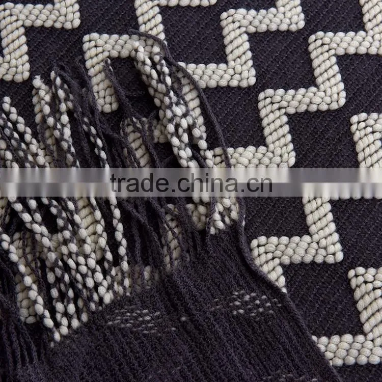 100% acrylic blanket plaid crocheted wholesale throw blanket