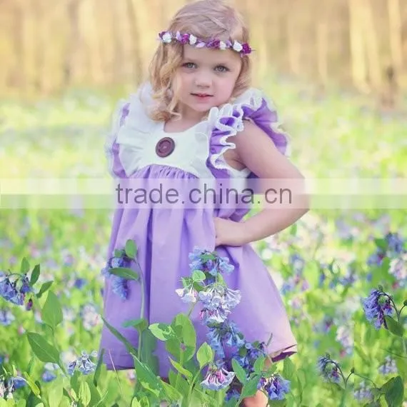 latest girls design long sleeve ruffle girls boutique dress