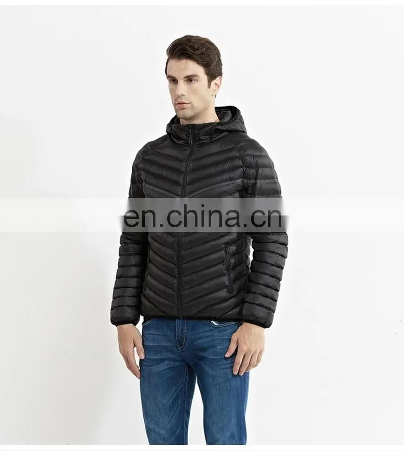 Fashion men black coat lightweight windbreaker padding down jackets
