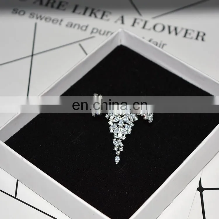 Exaggerated Feathers Zircon Ring Rhinestone Fashion Ladies Temperament Opening Ring