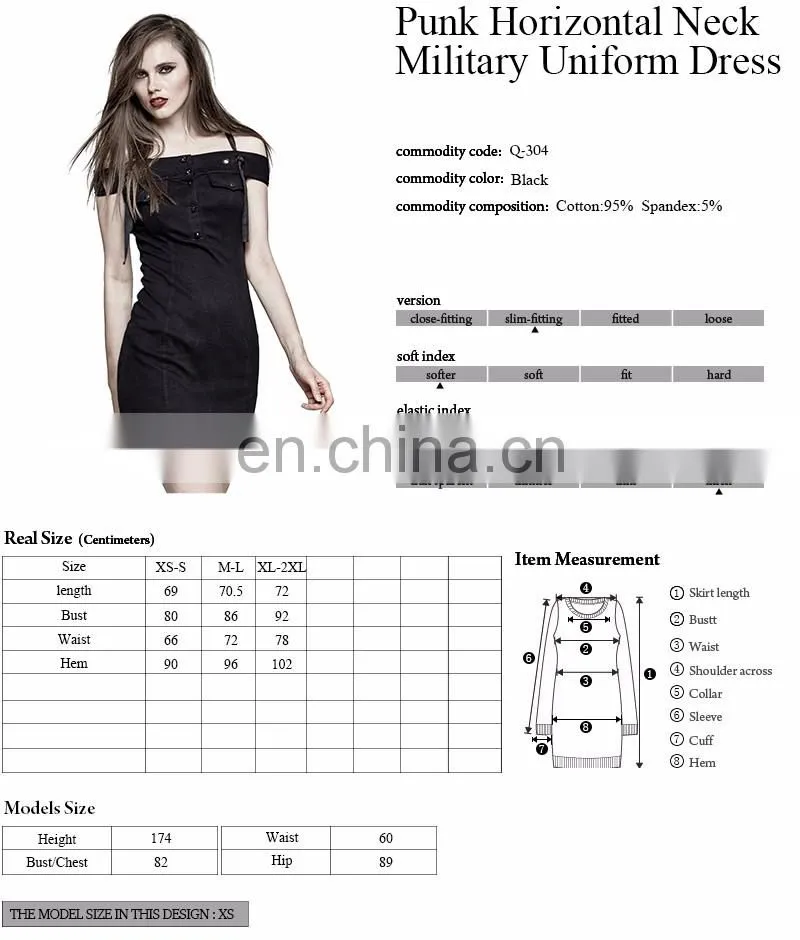Punk Rave Gothic off-sleeves mini dress Q-304