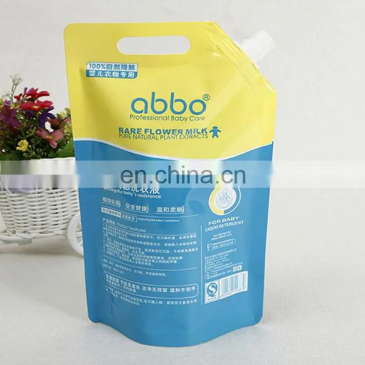 FDA certification wholesale custom reusable liquid cleaner spout pouch bag for baby washing detergent stand up pouch