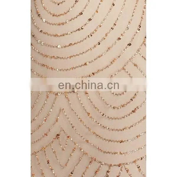 J-8287 Fashion Design Sequin Mesh Blouson Dress Newest Ladies Dress Sleeveless Women Clothing