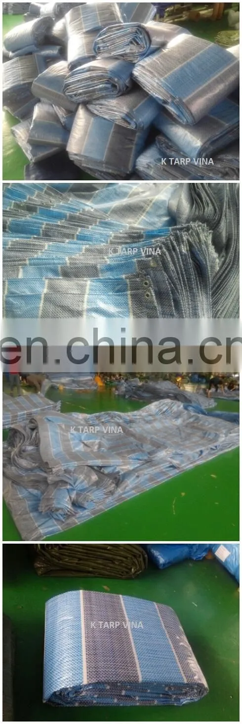 Stripe ready-made PE tarpaulin 60GSM light duty made in Vietnam