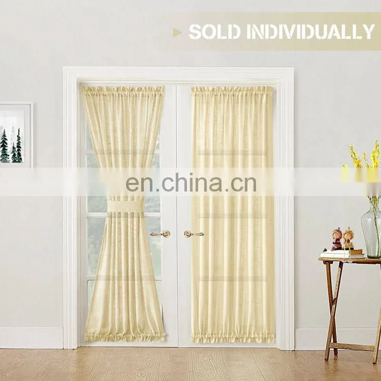 2019 Latest Linen Textured turkish rideaux salon voile curtains linen curtains with polyester voile