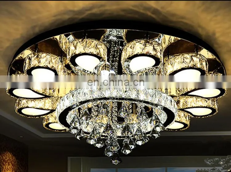 Round led living room crystal ceiling ceiling luxury stainless steel lamps