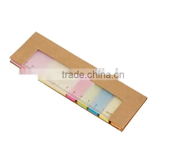 Kraft paper cover sticky notes with ruler