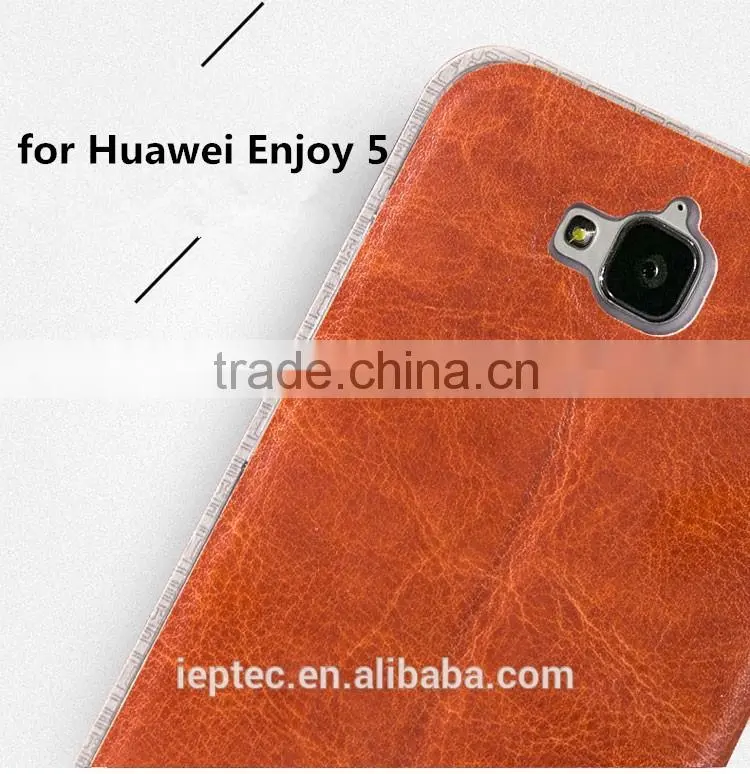 Flip Leather Phone Cover Case for Huawei Honor Enjoy 5 TIT-AL00, TPU Case for Huawei Enjoy 5