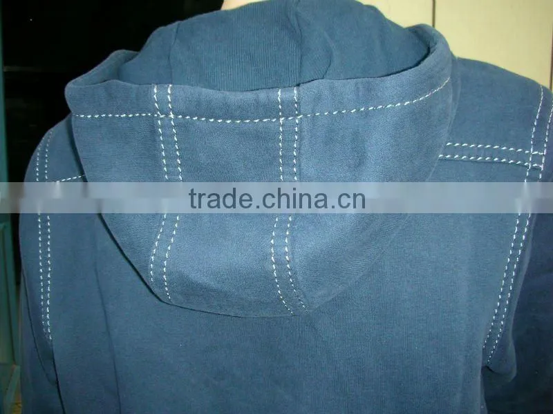 Men's fleece hoody sweater heavy thread wide stitch