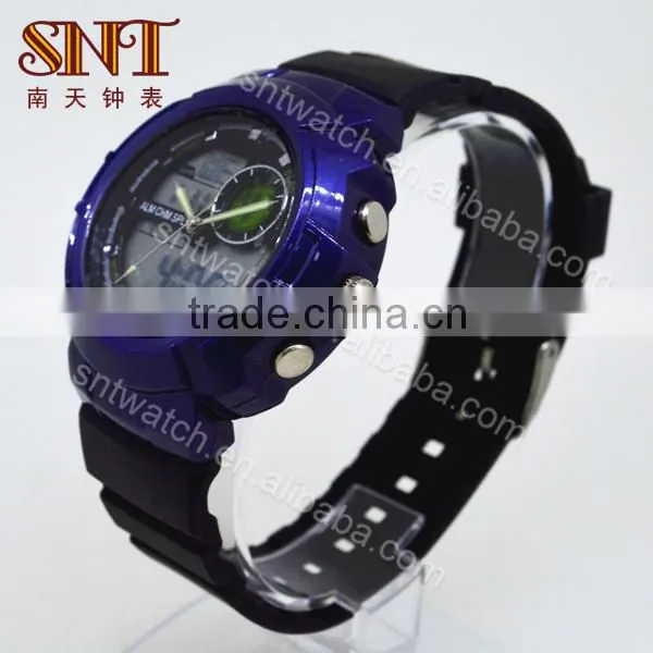 Hot sale plastic case PU band ana-digital watch