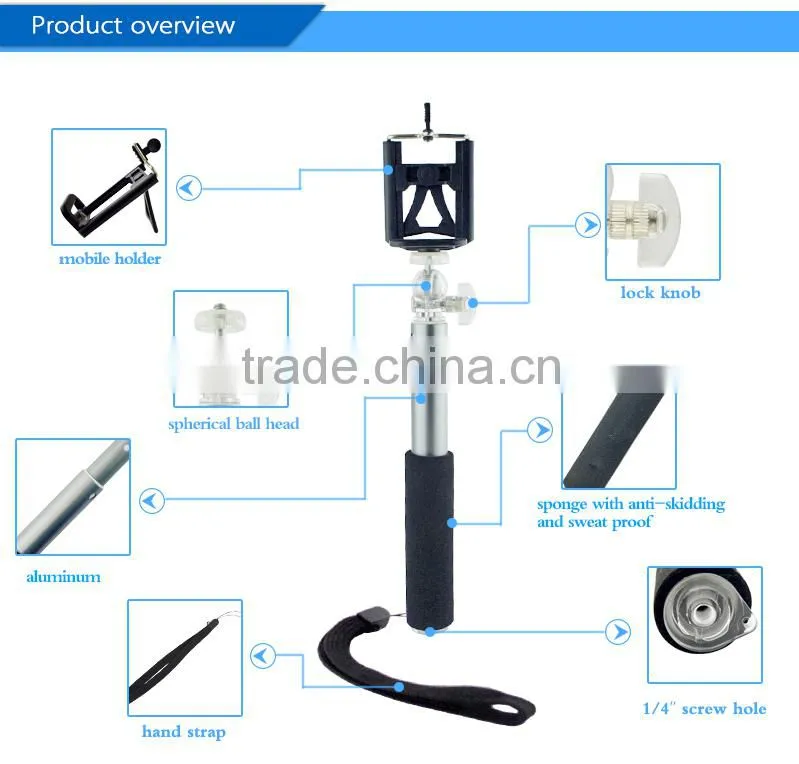 Travel tourism stable 5 section selfie stick monopod