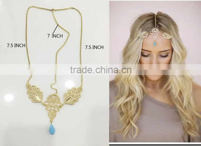 FASHION METAL HAIR BAND GLASS TEARDROP MKH-16036010
