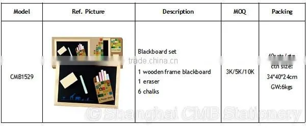 Back to school wood small blackboard set with chalks and dusters