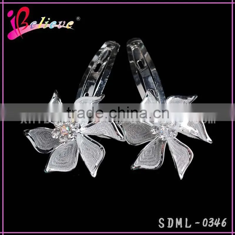 Alibaba hot sale fashion hair clip,silver metal hair pin,flower hair clip with diamond
