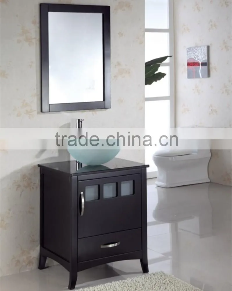 Glass Basin Solid Wood Bathroom Furniture WJB019