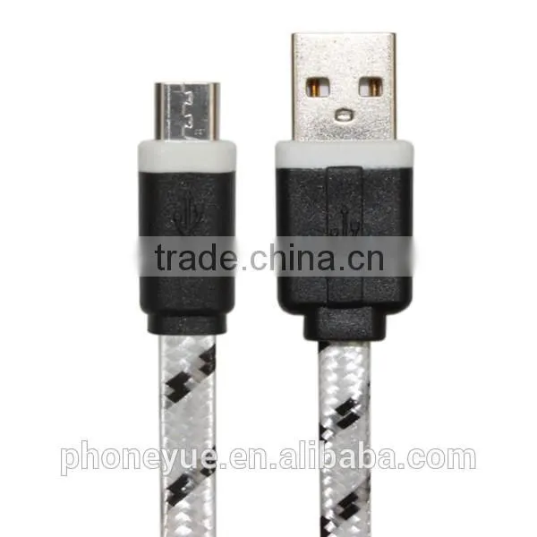 hot selling whole mix three colors micro braided usb charging cable