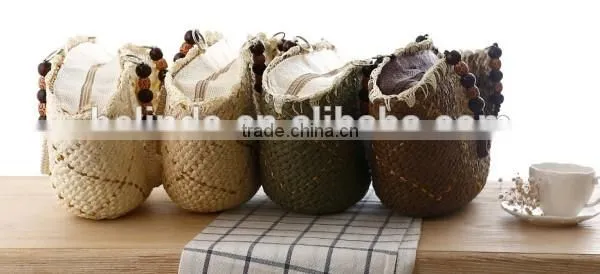 Fashion girl's beige paper straw craft bag