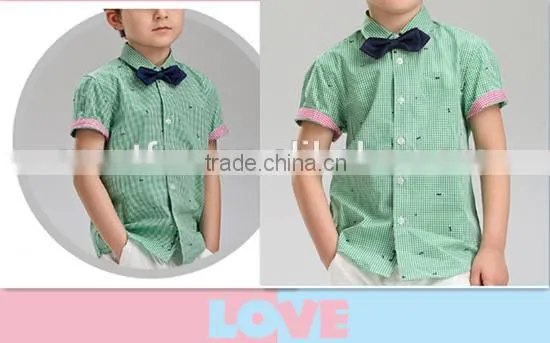 short sleeve shirts kid garment fashion formal cotten collar children bow-tie gentlemen boy shirt kid clothes