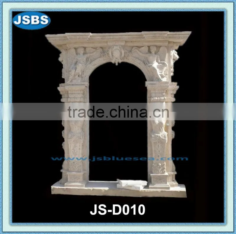 hand carved natural stone arch interior door frame