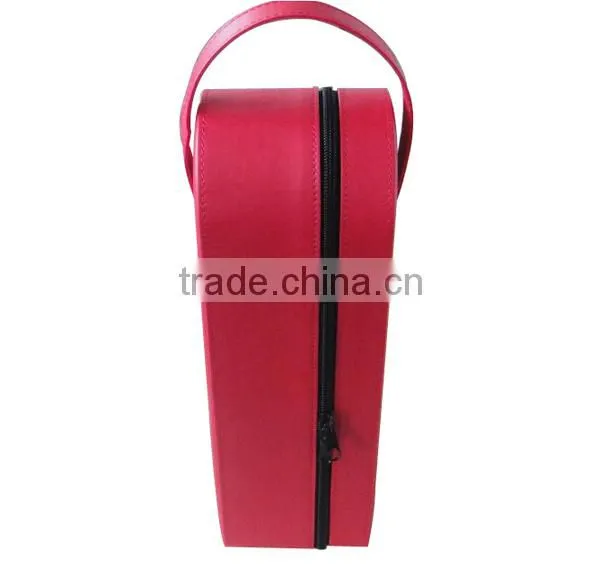 Top Grade PU Leather single wine bottle holder with hand strap